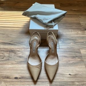 Manolo Blahnik light beige Carolyne 70mm heels ❤️ *some wear & tear